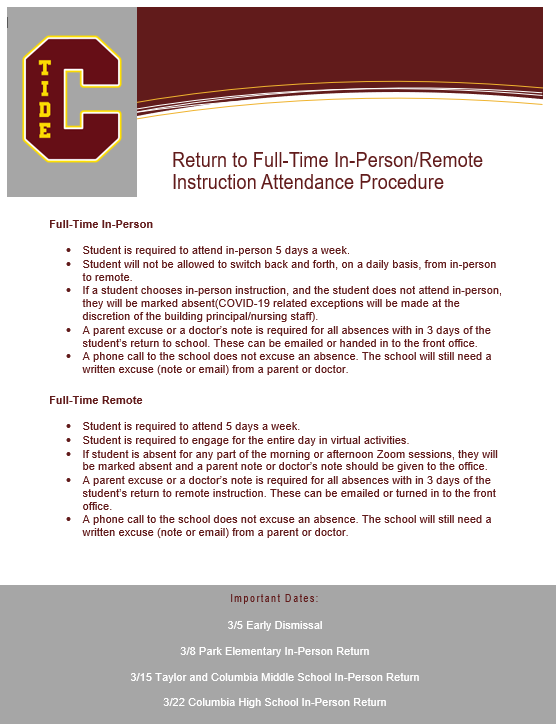 Return to Full-Time In-Person/Remote Attendance Procedure
